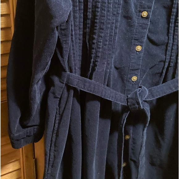 Main-street Blues Navy Blue Corduroy Dress with Tucks on the Front - Picture 10 of 14